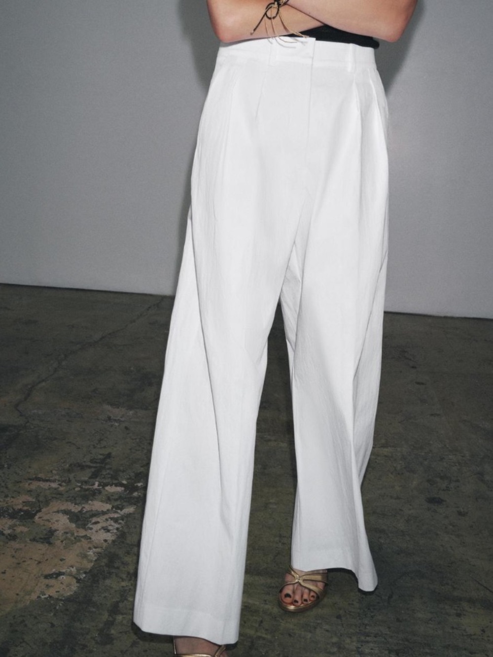 Zara NWT ZW Collection white pleated pants 3665/336 - Picture 7 of 8
